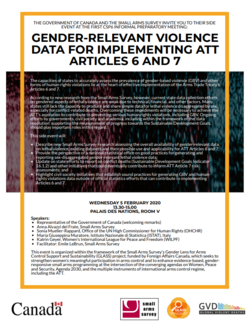 Gender-Relevant Violence Data for Implementing ATT Articles 6 and 7 event flyer